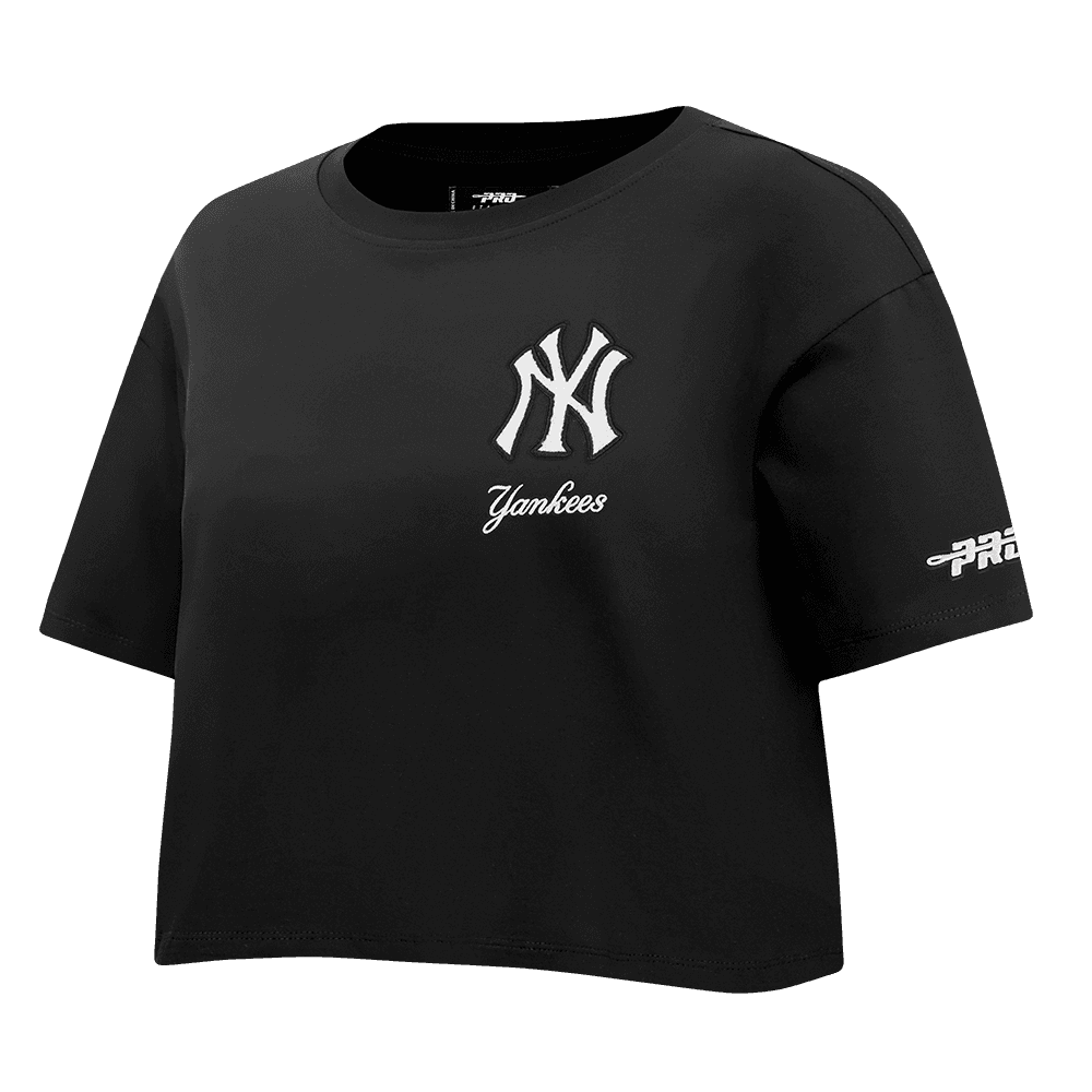 Women’s New York Yankees Black Classic Chenille Boxy Tee by Pro Standard®