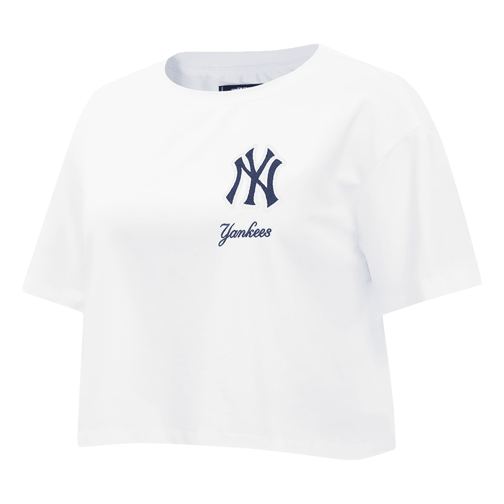 Women’s New York Yankees White Classic Chenille Boxy Tee by Pro Standard®