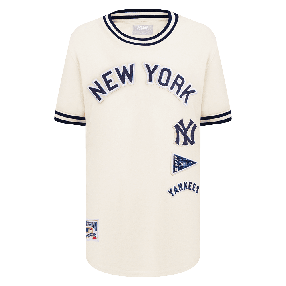 Boy’s New York Yankees Eggshell and Midnight Navy Retro Classics Big Boys Striped Rib Tee by Pro Standard®