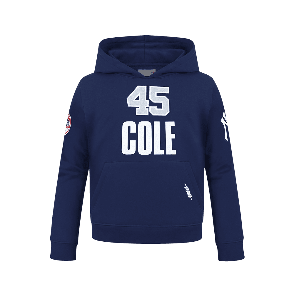 Boy’s New York Yankees Gerrit Cole #45 Midnight Navy Classic Big Boys Pullover Hoodie by Pro Standard®