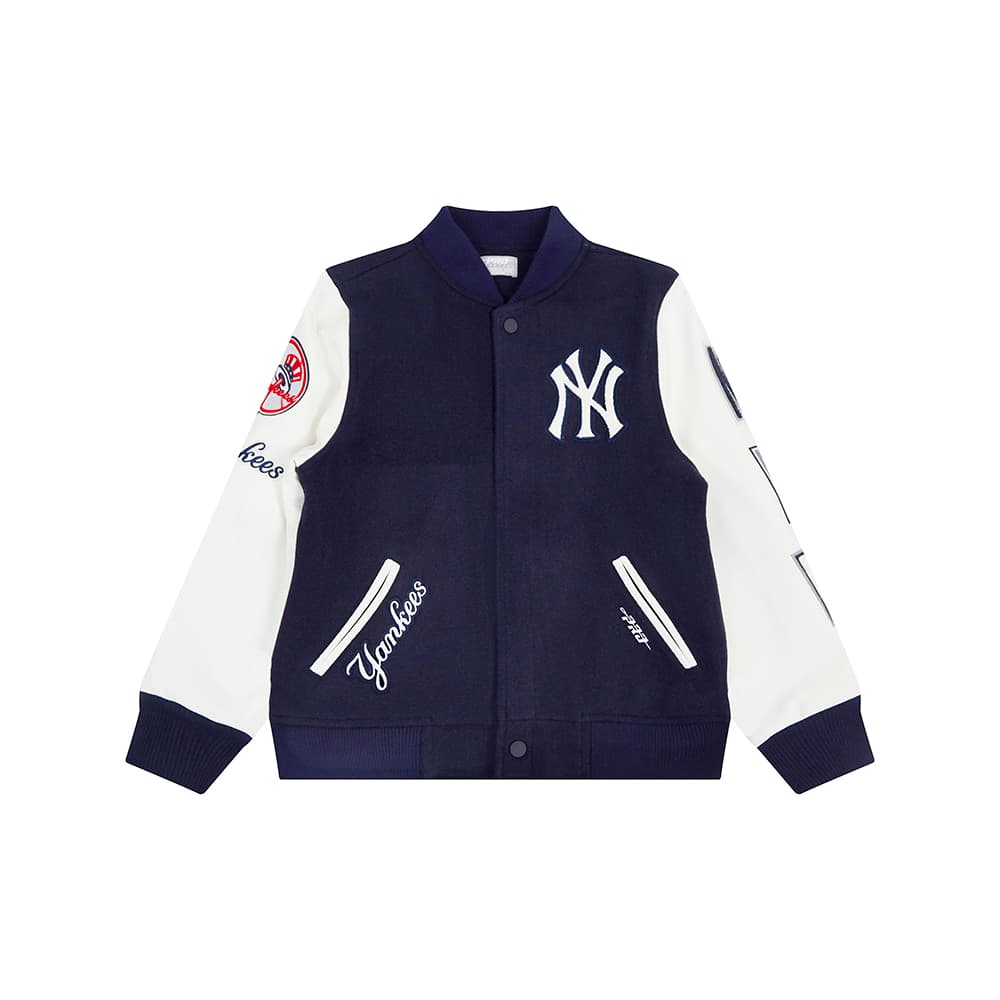 Boy’s New York Yankees Midnight Navy and White Classic Chenille Big Boys Varsity Jacket by Pro Standard®