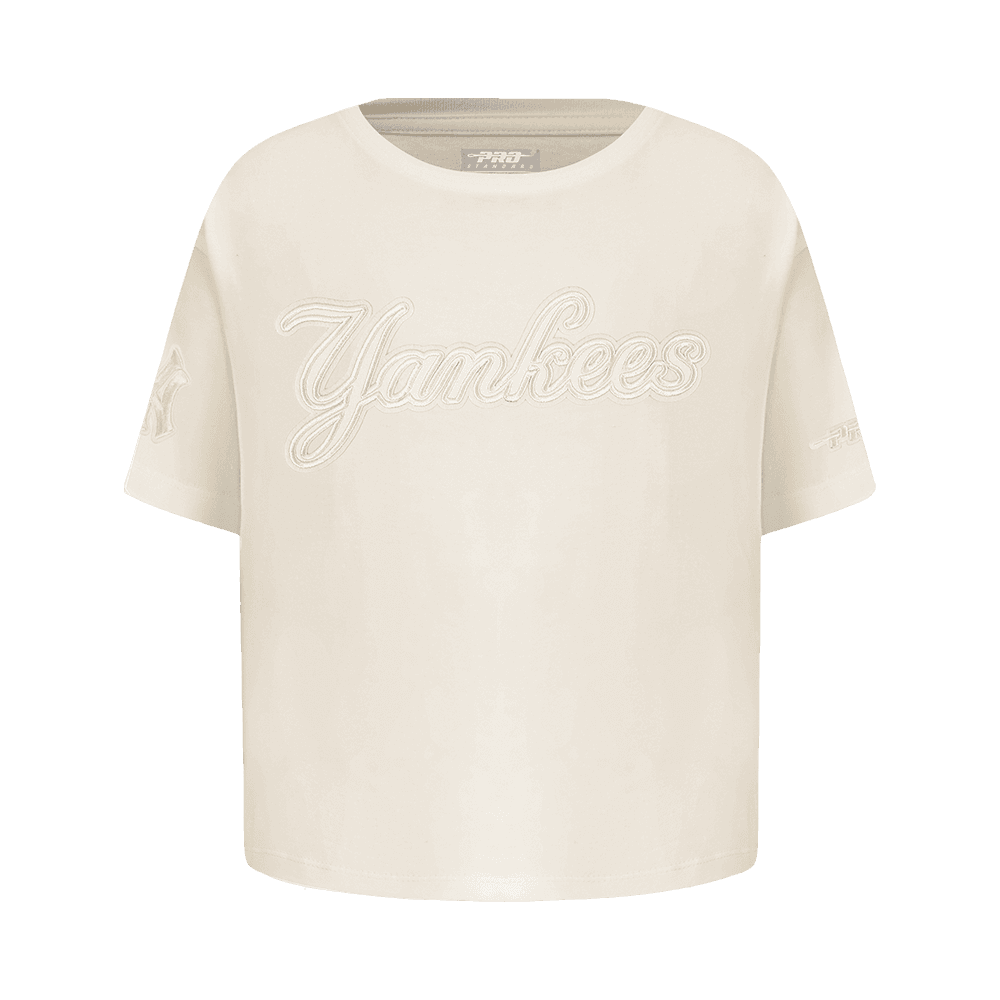 Girl’s New York Yankees Eggshell Neutral Big Girls Short Sleeve Boxy Tee by Pro Standard®