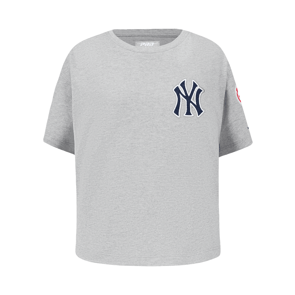 Girl’s New York Yankees Heather Grey Classic Essentials Big Girls Short Sleeve Boxy Tee by Pro Standard®