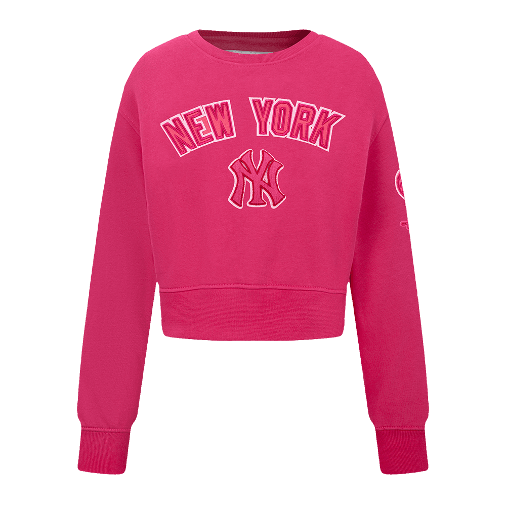 Girl’s New York Yankees Beetroot Purple Classic Triple Pink Big Girls Crewneck Sweatshirt by Pro Standard®