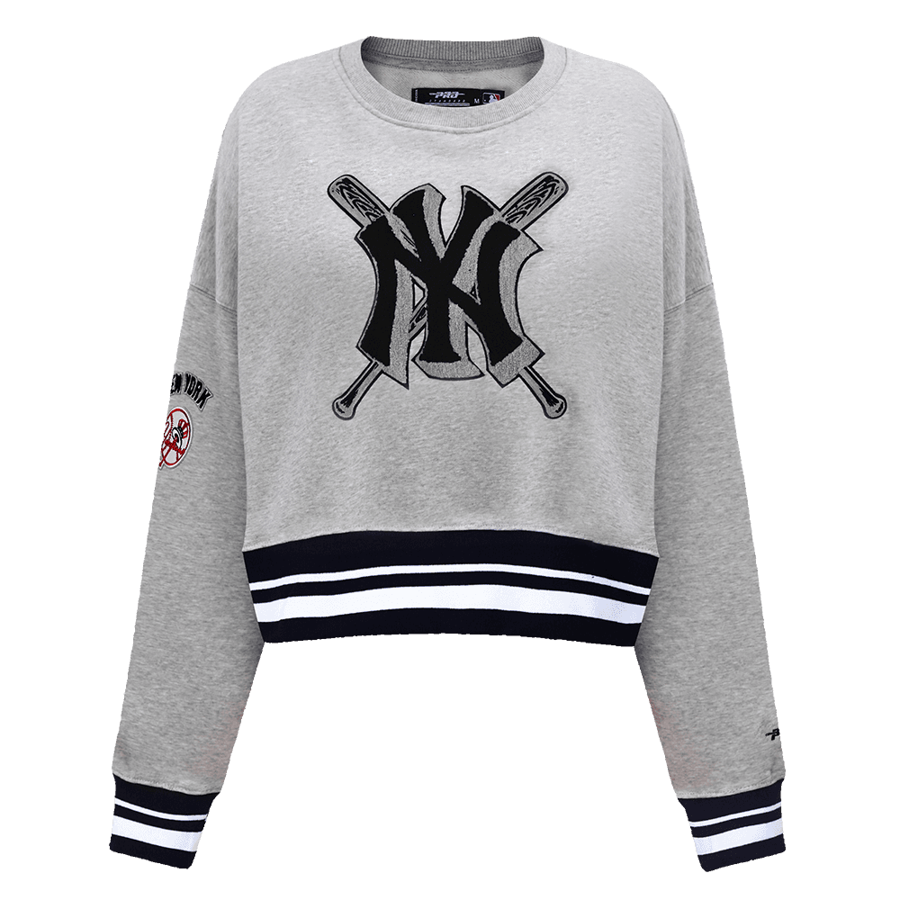 Women’s New York Yankees Heather Grey and Midnight Navy Mash Up Crewneck Sweatshirt by Pro Standard®