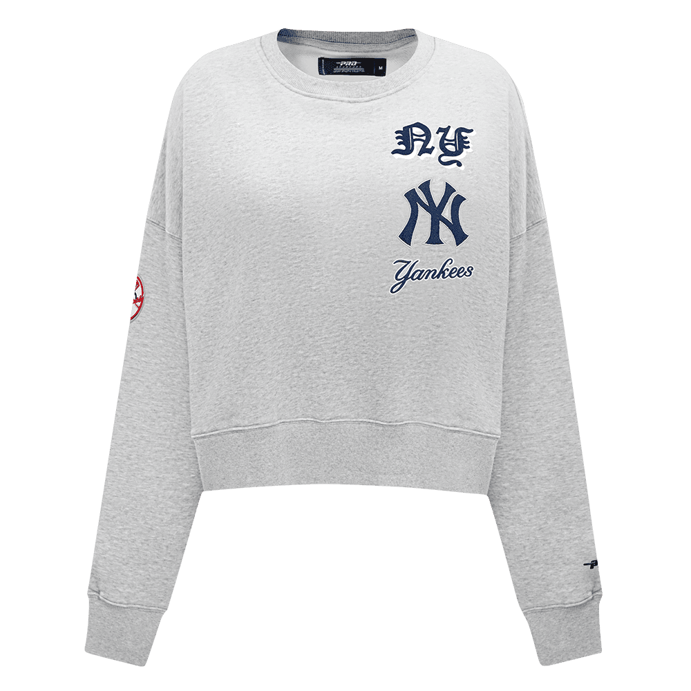 Women’s New York Yankees Heather Grey Old English Crewneck Sweatshirt by Pro Standard®
