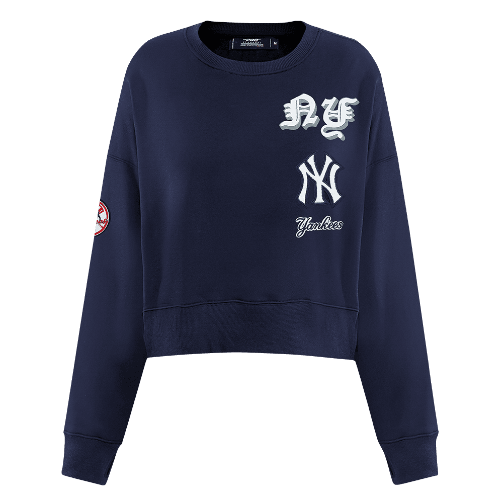 Women’s New York Yankees Midnight Navy Old English Crewneck Sweatshirt by Pro Standard®