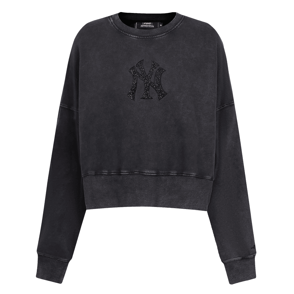 Women’s New York Yankees Washed Black Crystalline Crewneck Sweatshirt by Pro Standard®