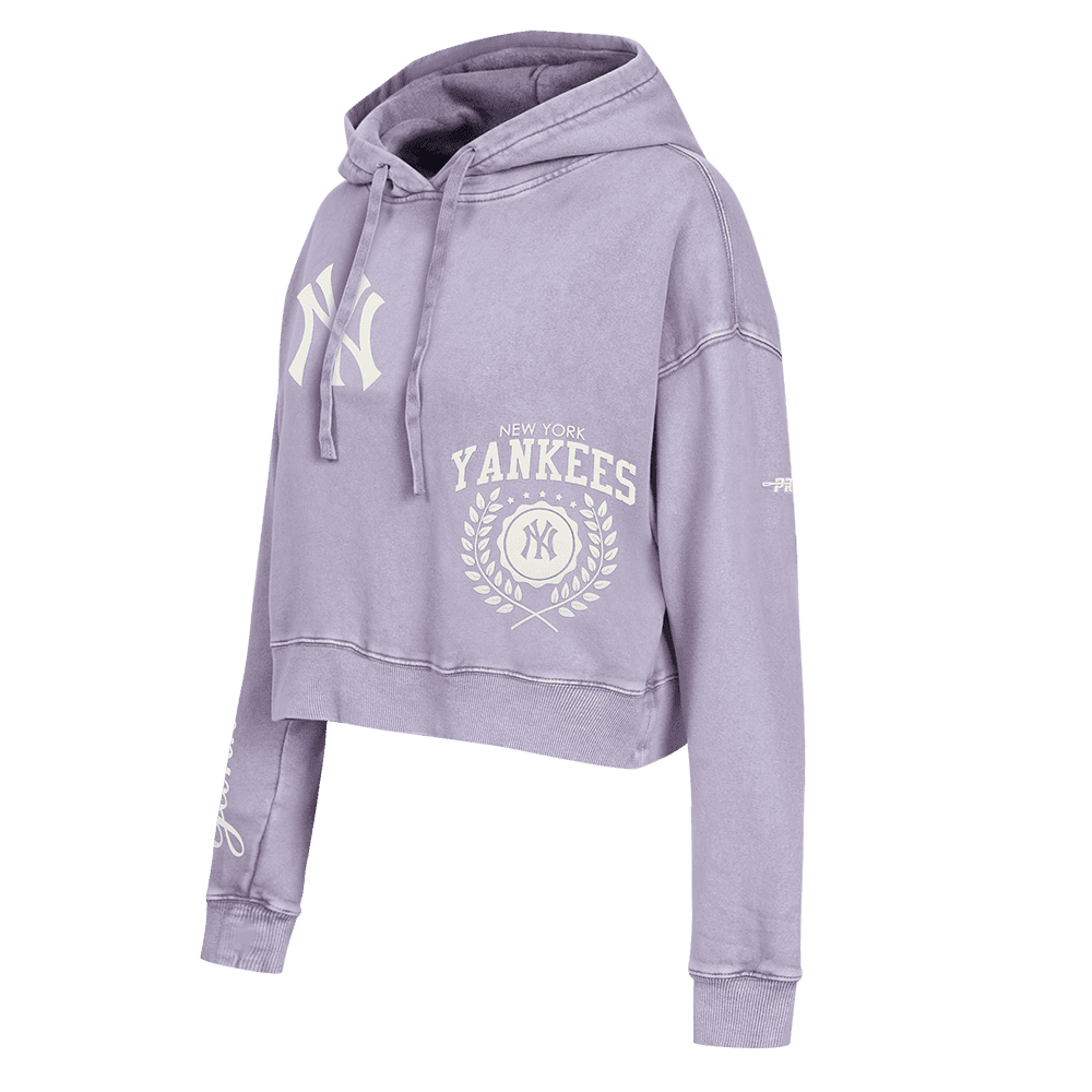 Women’s New York Yankees Washed Lilac Gray Street Team Cropped Pullover Hoodie by Pro Standard®