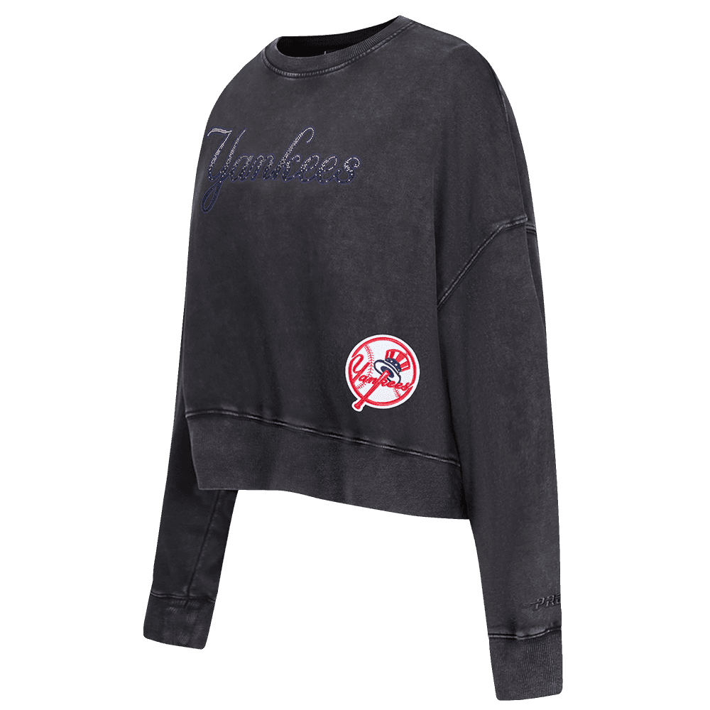 Women’s New York Yankees Washed Black Jewels Crewneck Sweatshirt by Pro Standard®