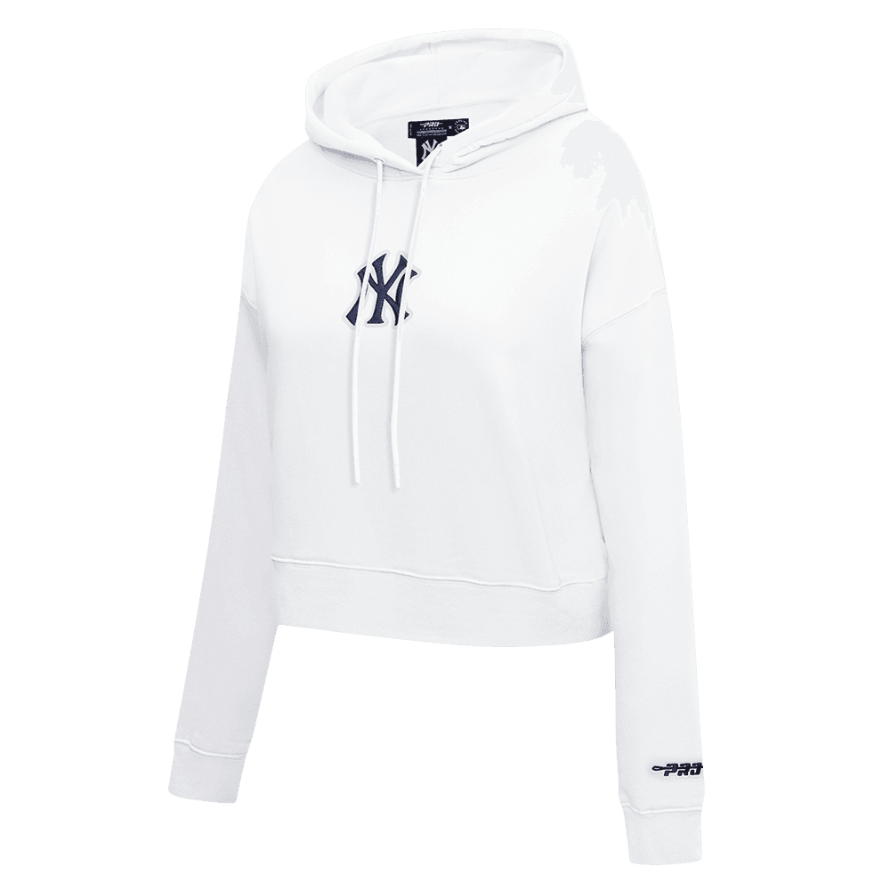 Women’s New York Yankees White Wingspan Cropped Pullover Hoodie by Pro Standard®
