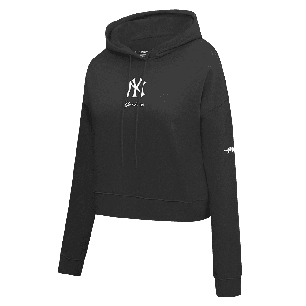 Women’s New York Yankees Black Classic Chenille Cropped Pullover Hoodie by Pro Standard®