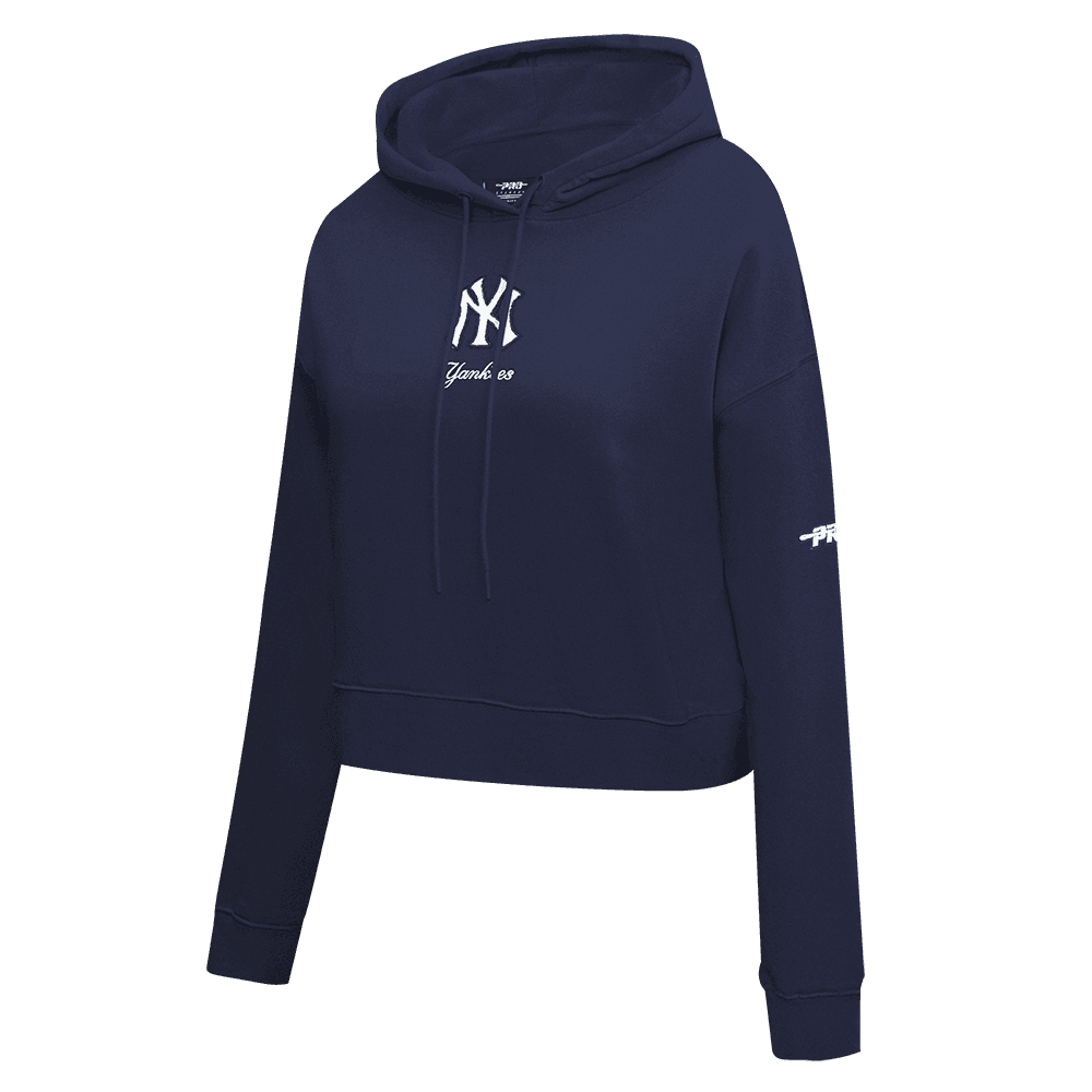 Women’s New York Yankees Midnight Navy Classic Chenille Cropped Pullover Hoodie by Pro Standard®