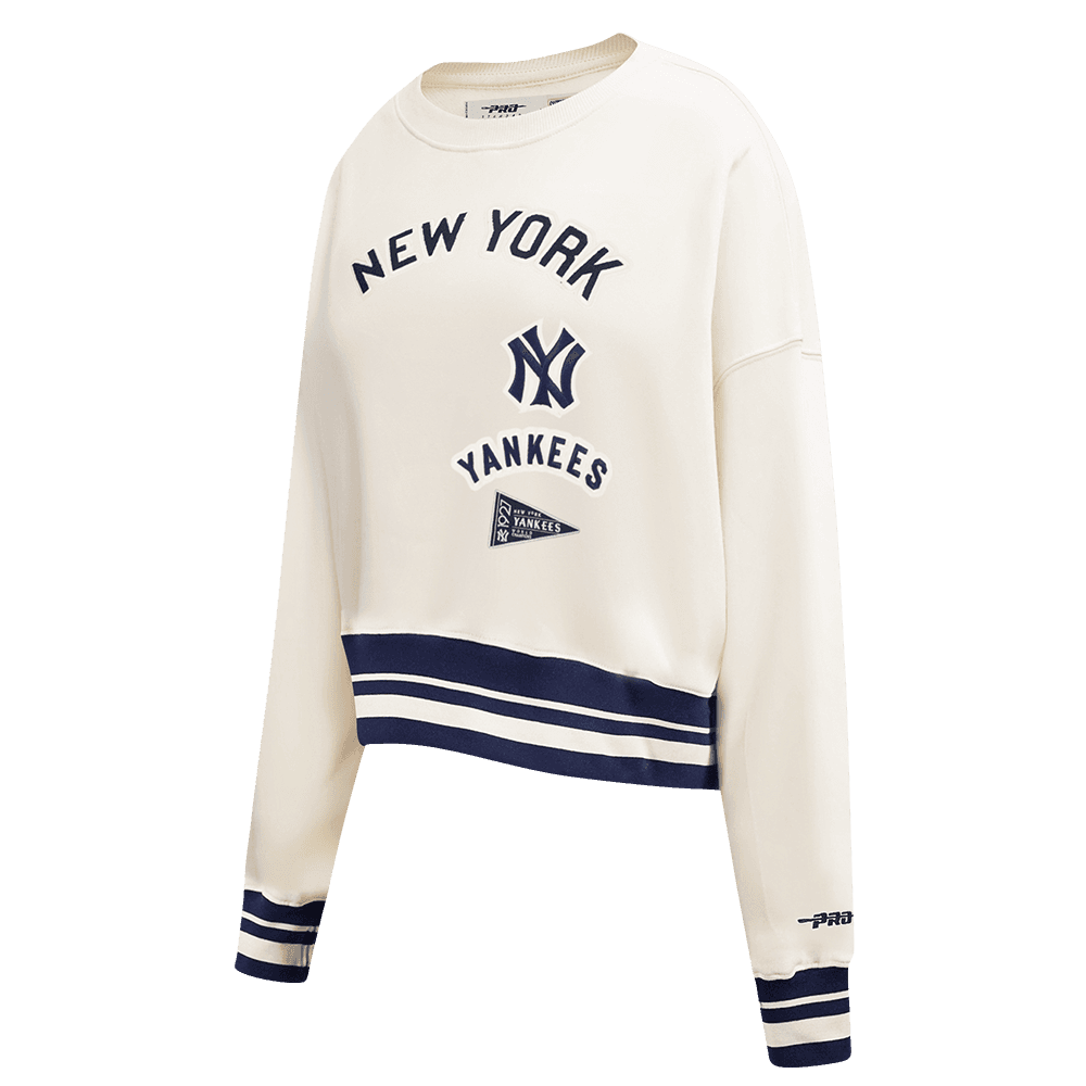 Women’s New York Yankees Eggshell and Midnight Navy Retro Classics Crewneck Sweatshirt by Pro Standard®