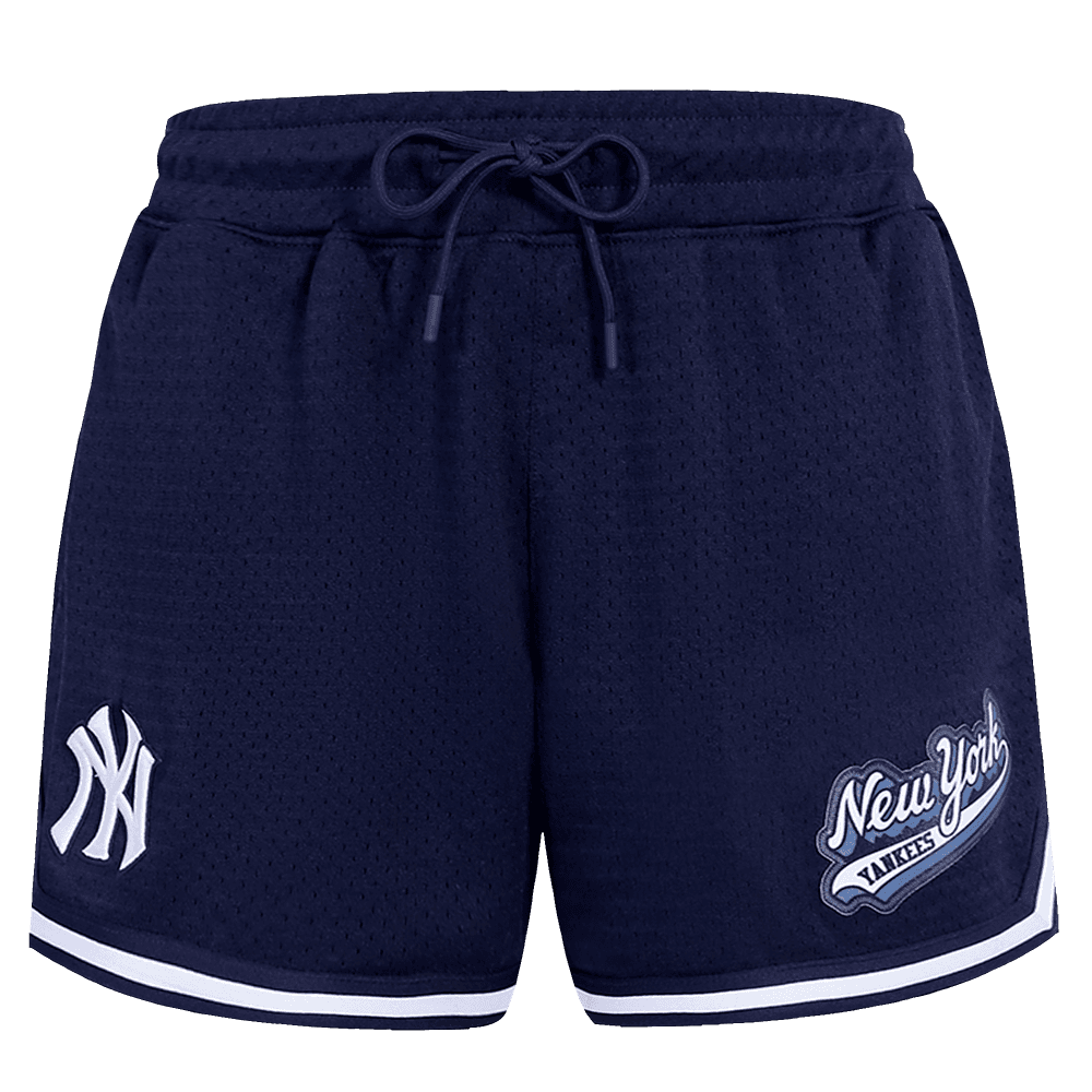 Women’s New York Yankees Midnight Navy Script Tail Mesh Short by Pro Standard®
