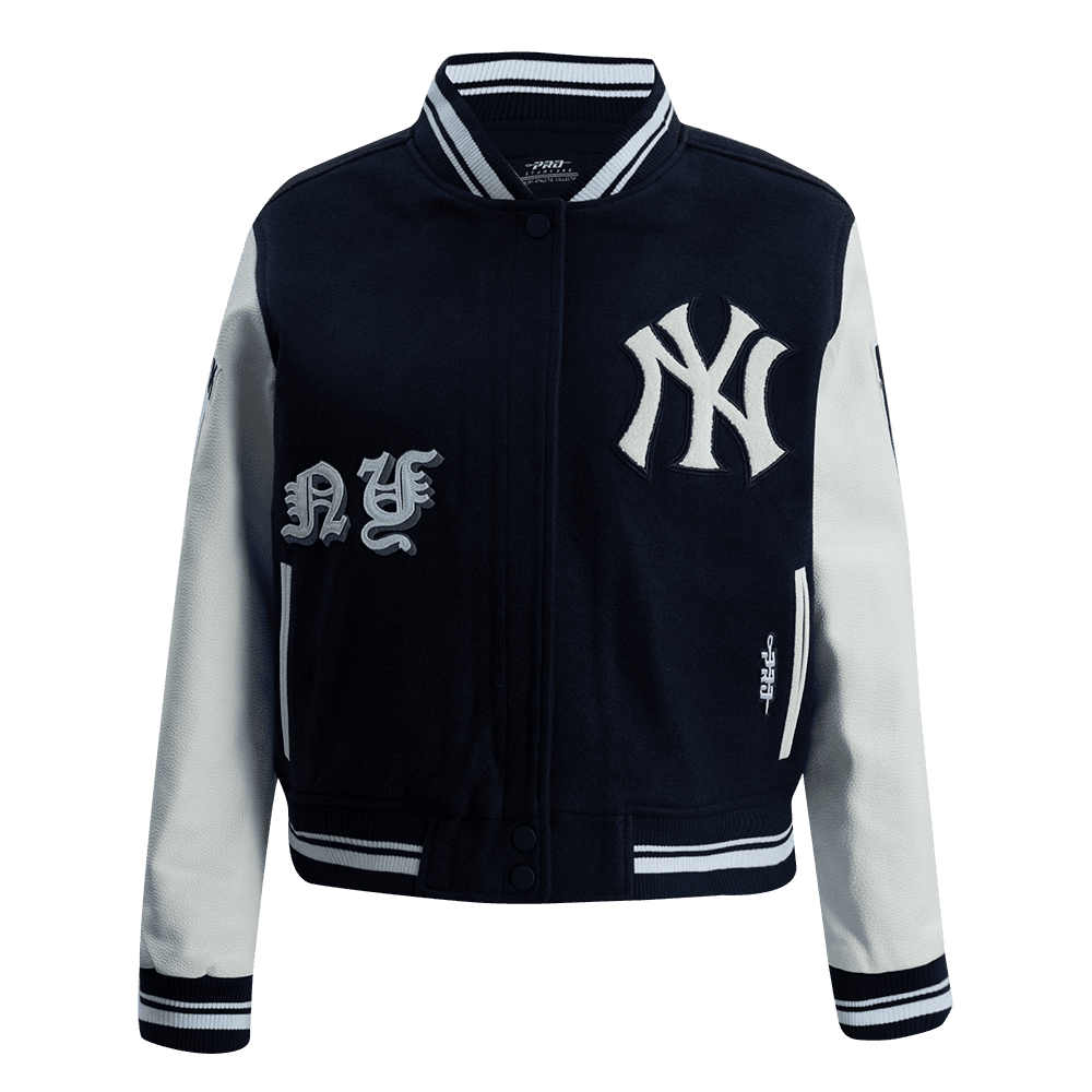 Women’s New York Yankees Midnight Navy and White Old English Varsity Jacket by Pro Standard®