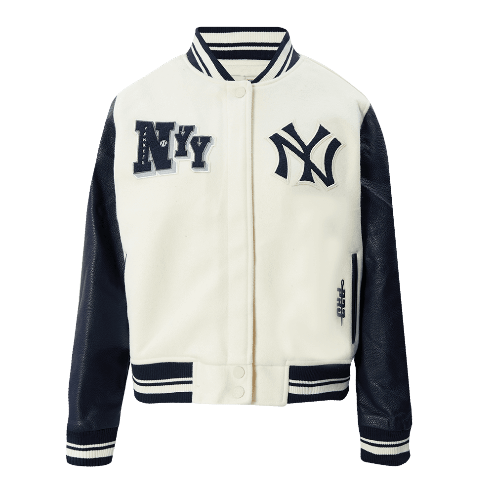 Women’s New York Yankees Eggshell and Midnight Navy Best Of Varsity Jacket by Pro Standard®