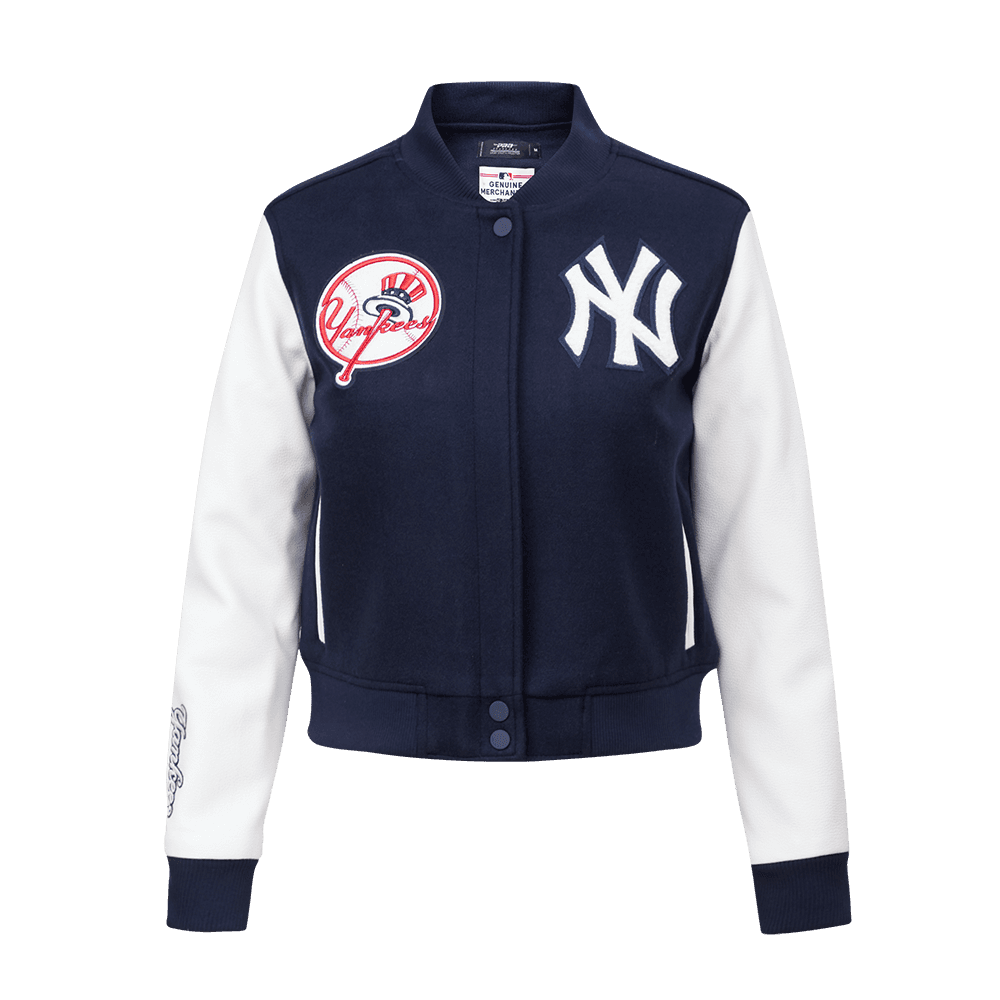 Women’s New York Yankees Midnight Navy and White Classic Chenille Varsity Jacket by Pro Standard®