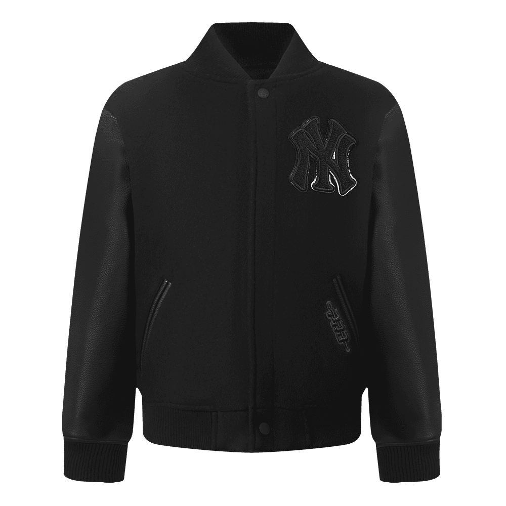 Boy’s New York Yankees Triple Black Toddler Boys Varsity Jacket by Pro Standard®