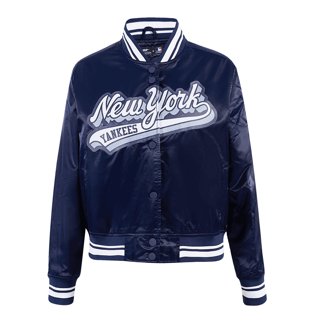 Women’s New York Yankees Midnight Navy Script Tail Satin Jacket by Pro Standard®