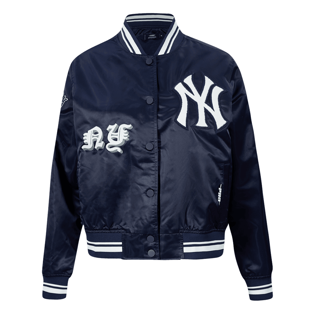 Women’s New York Yankees Midnight Navy Old English Satin Jacket by Pro Standard®