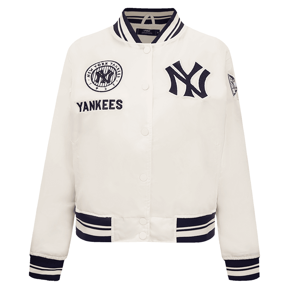 Women’s New York Yankees Eggshell and Midnight Navy Retro Classics Satin Jacket by Pro Standard®